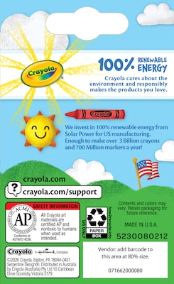 Crayola Crayons, Assorted Colors, 8/Box (52-3008)