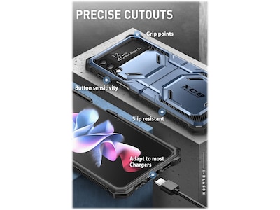 i-Blason Armorbox Metallic Blue Rugged Case for Samsung Galaxy Z Flip4 (Galaxy2022-ZFlip4-5G-Armorbox-Tilt)