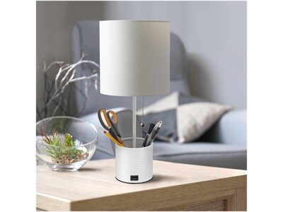 Simple Designs Table Lamp, White (LT1085-WHT)