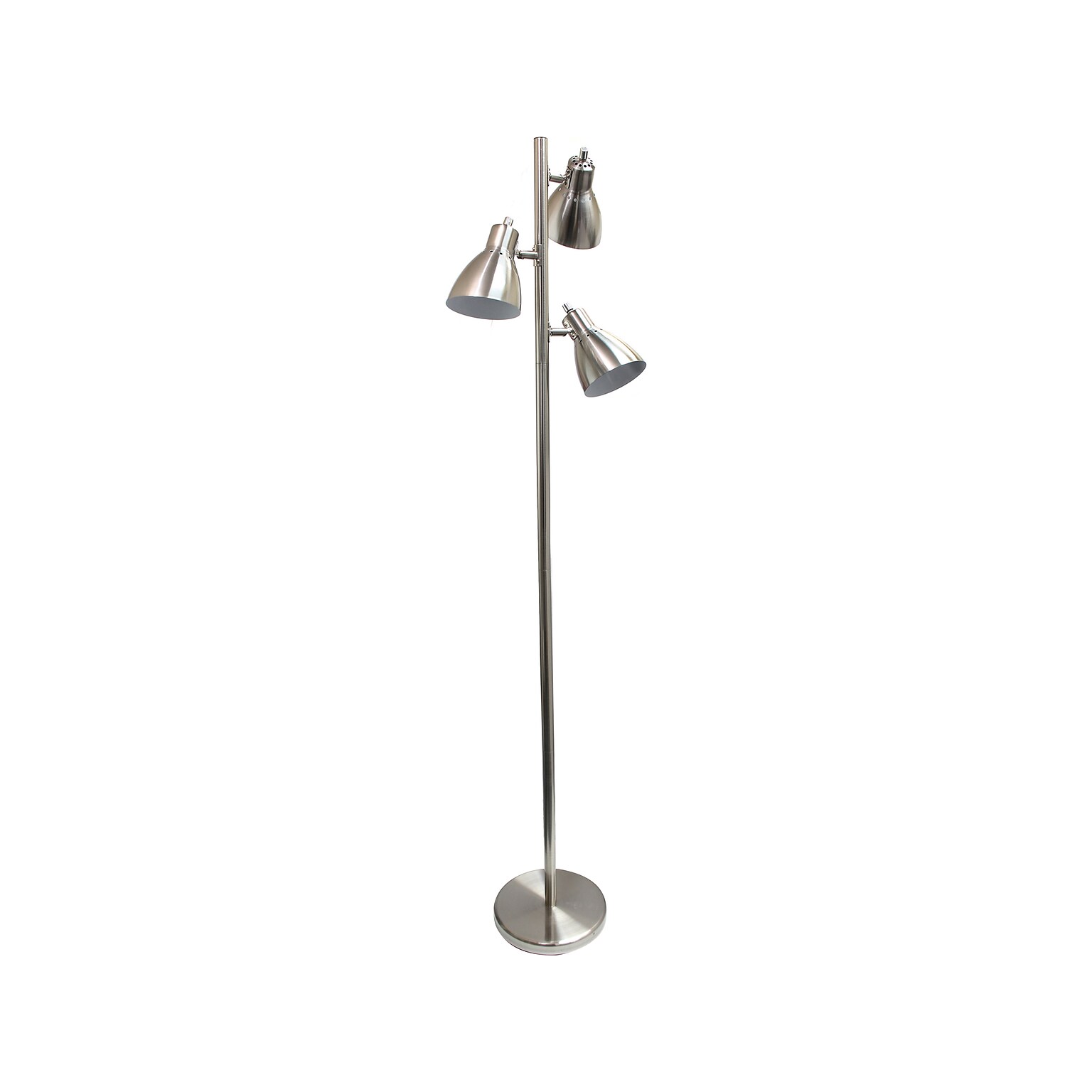 Creekwood Home Essentix 64 Brushed Nickel Floor Lamp with Cone Shades (CWF-3003-BN)