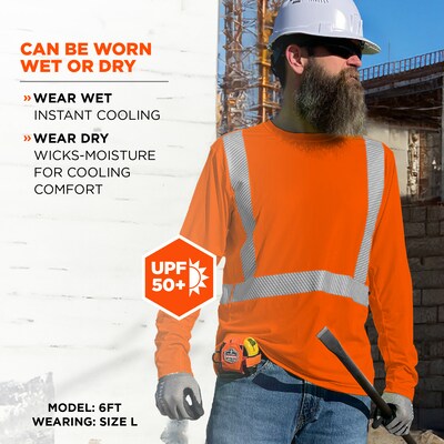 Chill-its 6688 High Visibility Long Sleeve T-Shirt, ANSI Class R2, Orange, X-Large (12233)