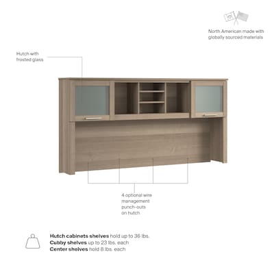 Bush Home Somerset 72"W Desktop Hutch, Ash Gray (WC81611)