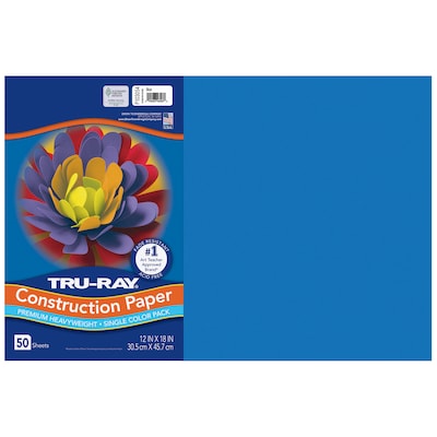 Tru-Ray 12 x 18 Construction Paper, Blue, 50 Sheets/Pack, 5 Packs/Bundle (PAC103054-5)