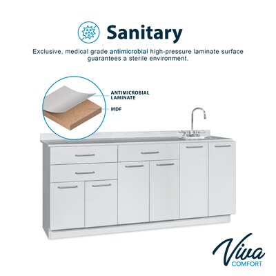Viva Comfort 36'' H x 72" W Base Medical Cabinet with Right Sink and Wall Cabinet, 6 Doors, 3 Drawers (90272RS-GRY-WAL)