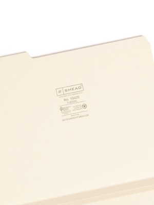 Smead File Folder, Reinforced 1/3-Cut Tab, 1-1/2" Expansion, Letter Size, Manila, 50/Box (10405)