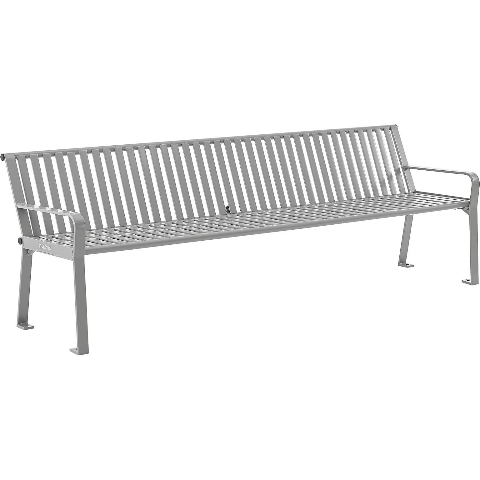 Global Industrial 8 Outdoor Bench with Back, Vertical Steel Slat, Gray (694855GYKD)