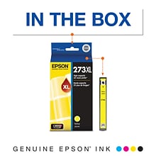 Epson T273XL Yellow Ink Cartridge, High Yield (T273XL420-S)