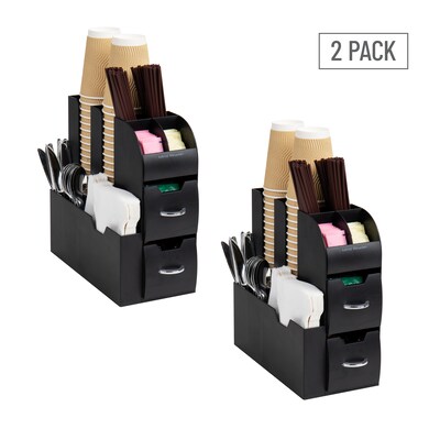 Mind Reader 11-Compartment Coffee Cup and Condiment Organizer, Black, 2/Pack (2CAD01-BLK)