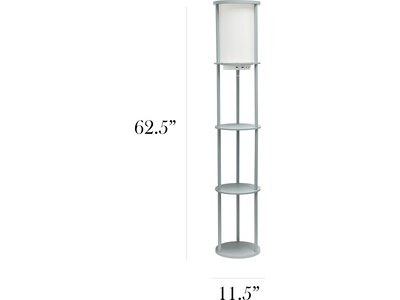 Simple Designs 62.5" Matte Gray Floor Lamp with Cylindrical Shade (LF2010-GRY)