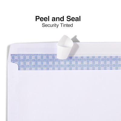 Staples QuickStrip EasyClose Self Seal Security Tinted #10 Business Envelopes, 4 1/8 x 9 1/2, Whit
