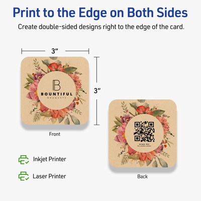 Avery Matte General Use Blank Cards, Kraft Brown, 60/Pack (95336)