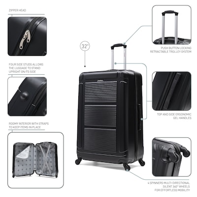 InUSA Pilot 33.27" Hardside Suitcase, 4-Wheeled Spinner, TSA Checkpoint Friendly, Coal (IUPIL00XL-COA)