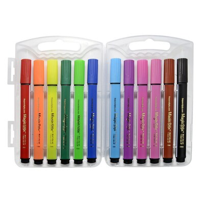 The Pencil Grip Magic Stix Washable Water-Based Markers, Assorted Colors, 12/Pack (TPG-395)