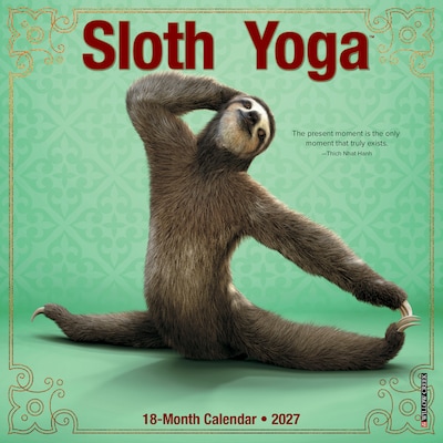2027 Willow Creek Sloth Yoga 7 x 7 Monthly Wall Calendar, Assorted Colors (64214)