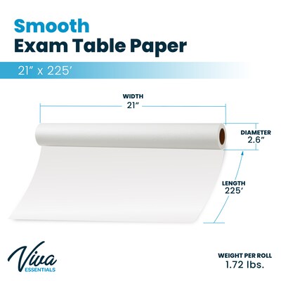 Viva Comfort Smooth Exam Table Paper, 21 x 225, White, 12/Pack (ADIME916-S-21-MK)