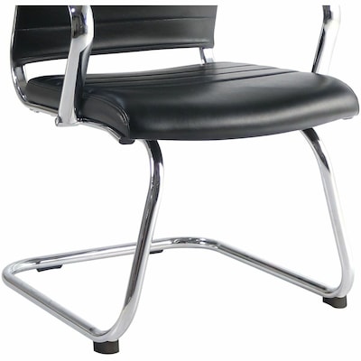 Lorell Tempo Modern Leather Guest Chair with Chrome Cantilever Base, Black (LLR63222)
