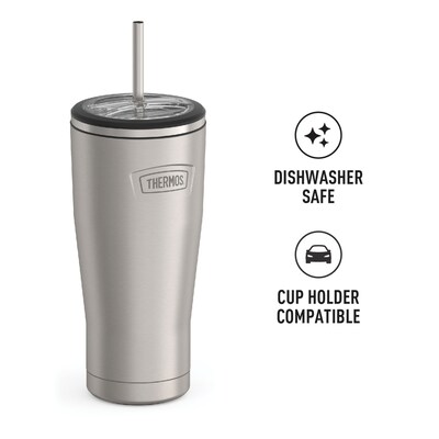 Thermos Icon Stainless Steel Vacuum Insulated Cold Tumbler with Straw, 24 oz., Matte (IS1112MS4)