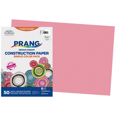 Prang 12" x 18" Construction Paper, Pink, 50 Sheets/Pack (P7007-0001)