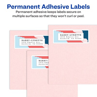 Avery Easy Peel Laser Address Labels, 1-1/3" x 4", White, 14 Labels/Sheet, 250 Sheets/Box (5962)