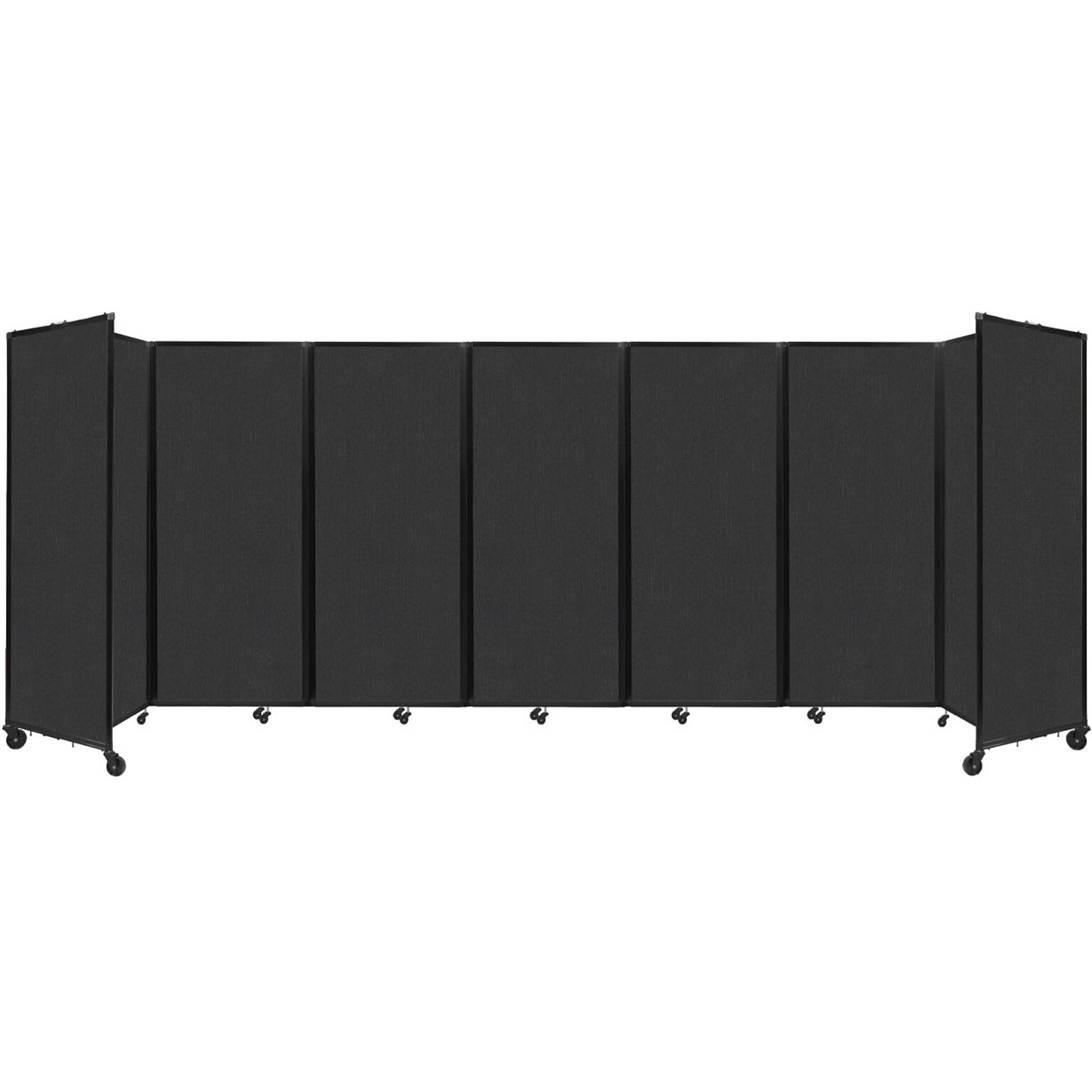 Versare The Room Divider 360 Freestanding Folding Portable Partition, 82H x 234W, Black Fabric (1182702)