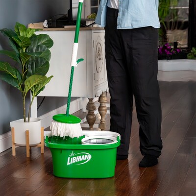 Libman Tornado Microfiber Spin Mop & Bucket, Green/White (1283001)