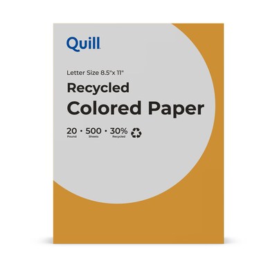 Quill Brand® 30% Recycled Colored Multipurpose Paper, 20 lbs., 8.5" x 11", Goldenrod, 500 Sheets/Ream