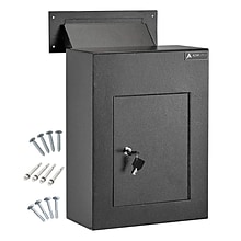 AdirOffice Through-the-Wall Drop Box Mailbox with Adjustable Chute and Suggestion Cards, Black (631-