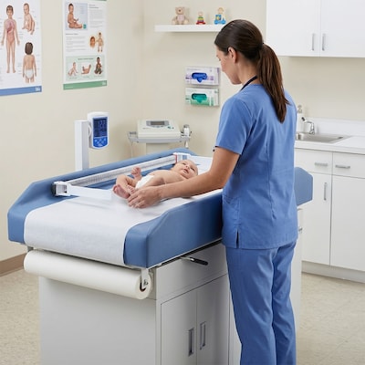 Viva Comfort Grande PU Leather Pediatric Exam Treatment Digital Scale Table, 500 lb. Capacity, Blue (996-09-PSBBLUMK)