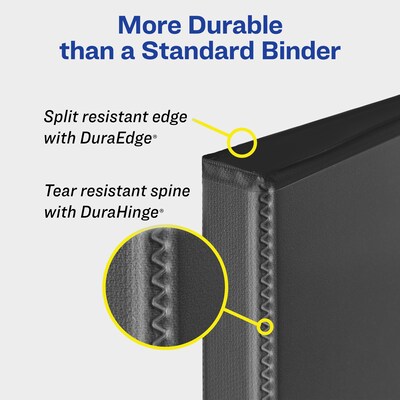 Avery Durable 1 1/2" 3-Ring View Binders, EZD Ring, Black (09400)