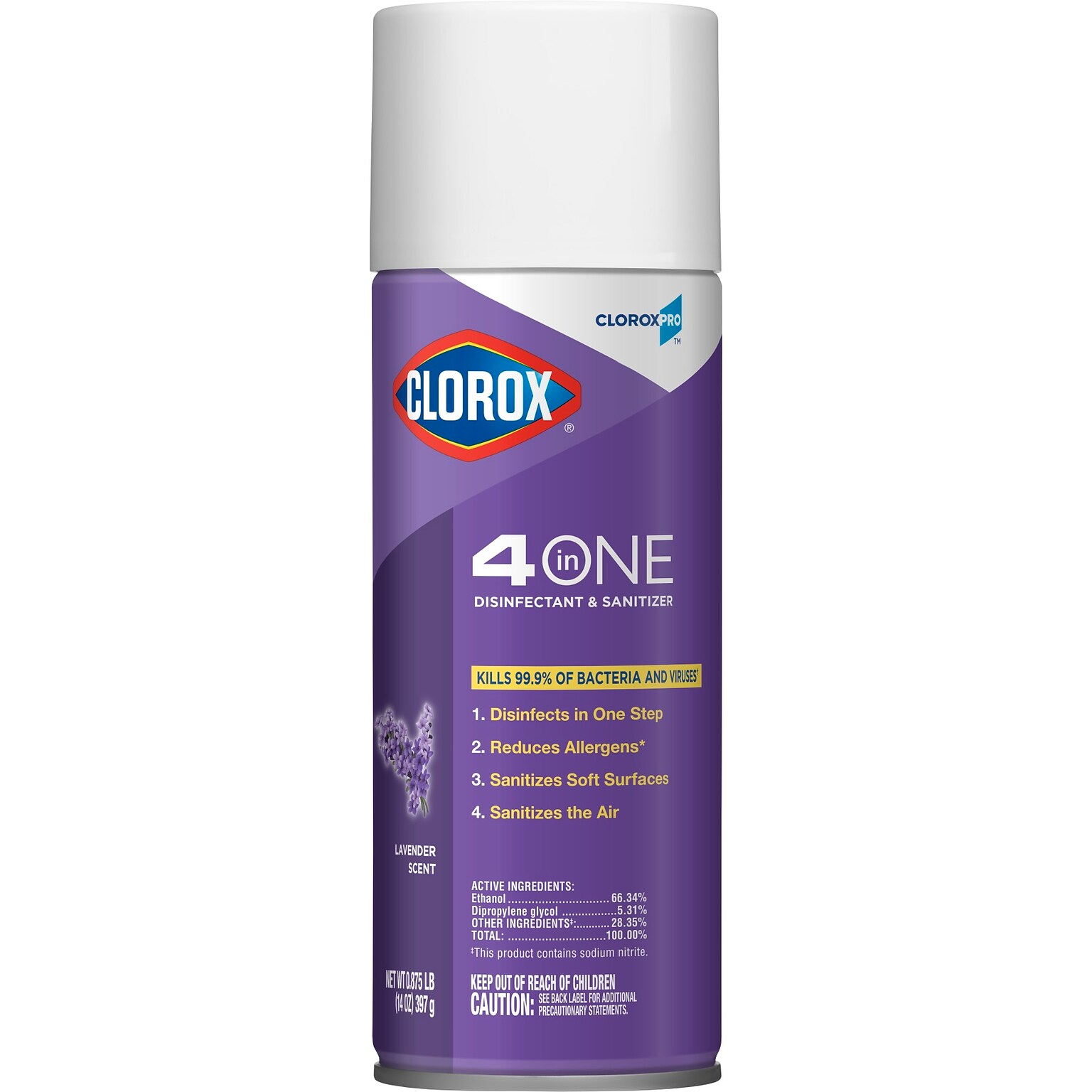 CloroxPro Clorox 4 in One Disinfectant & Sanitizer, Lavender, 14 oz. Canister (32512)