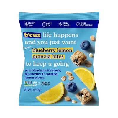 B'cuz Gluten Free Gluten Free Blueberry Lemon Granola Bites, 1 oz., 18 Bags/Box (BCZ-BLU118)