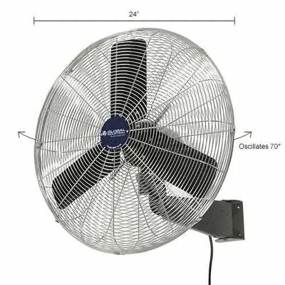 Global Industrial 30" Oscillating Wall Mount Fan, 3 Speed, 8775 CFM, 1/3 HP, 1 Phase (607051)