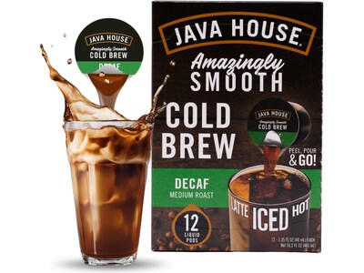 Java House Decaf Cold Brew Coffee Pods, Medium Roast, 12/Carton (FCC09351)