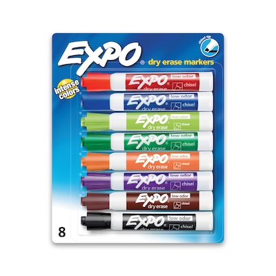 Expo Low Odor Ultra Fine Tip Dry Erase Markers, Assorted Colors - 8 count