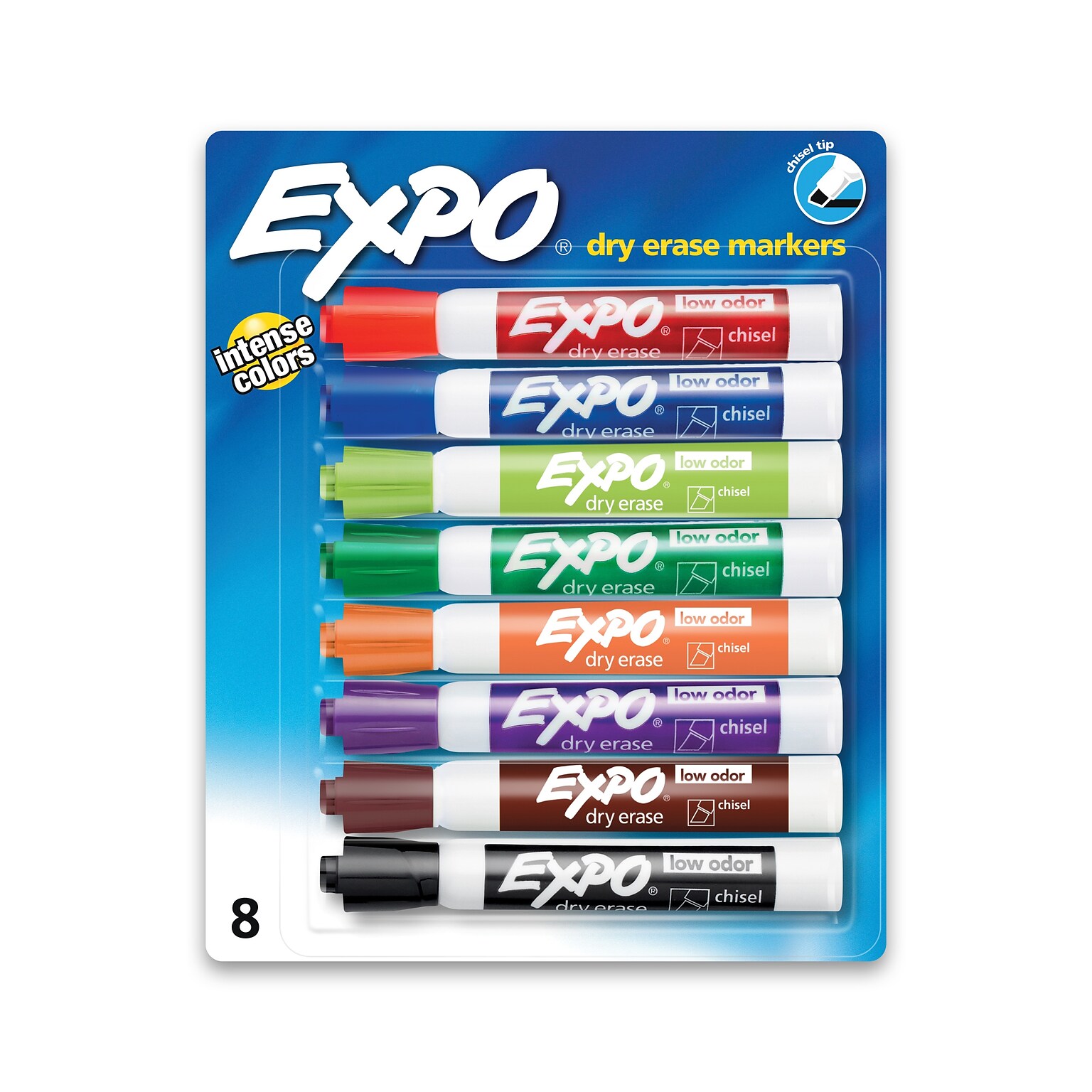 Expo Dry Erase Markers, Chisel Tip, Assorted, 8/Pack (80678)