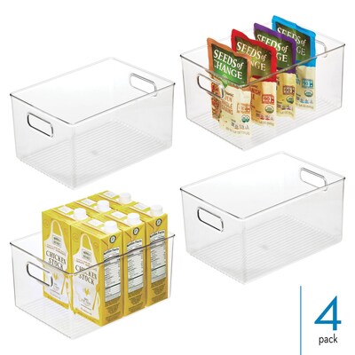 iDesign Pantry Organizer Bins with Handles - Storage Bins Organization - Ideal for Cabinets or Fridg