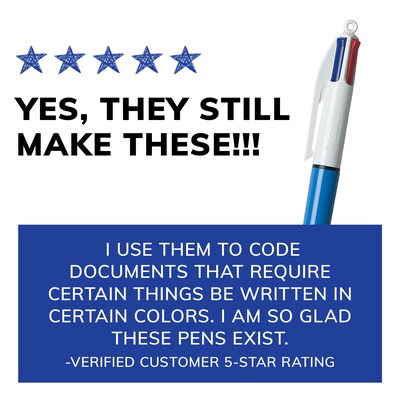 BIC 4-Color Retractable Ballpoint Pen, Medium Point, Multicolor Ink (MMXP11C-AST)