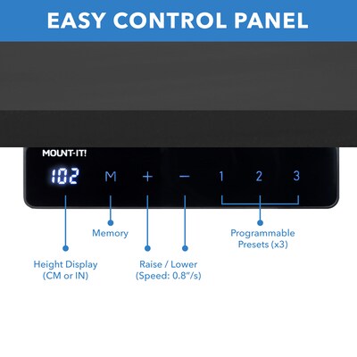 Mount-It! 55"W Electric Rectangular Adjustable Standing Desk, Black (MI-18087)