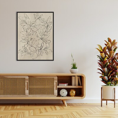 Amanti Art Outlined Leaves II by Asia Jensen Framed Canvas Wall Art Print, 32 x 42 (A42677748496)