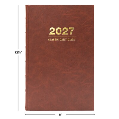 2027 Excello Brands 9" x 12.8" Daily Standard Planner, Paperboard Cover, Brown Leather (CD812-CY27-BN-L)