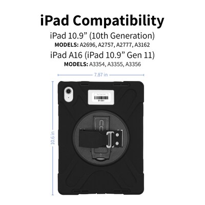CODi Rugged iPad 11" (A16)/iPad 10.9" (10th Gen) Case, Screen Protector & Active Stylus for iPad w/ Palm Rejection (TK000004)