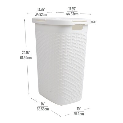 Mind Reader 15.8 Gallon Hamper with Lid, Plastic, White, 3/Pack (3PK60HAMP-WHT)
