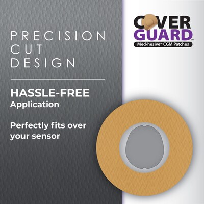 CoverGuard Waterproof Center Cut CGM Overpatches, Tan, 25 Count (101-200T)