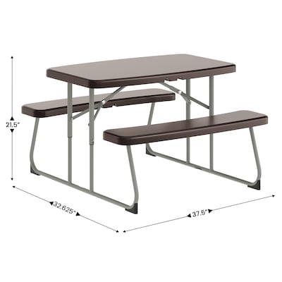 Flash Furniture Paige 37.5" x 32.625" Picnic Folding Table, Brown (RBEBB2432FD2BR)