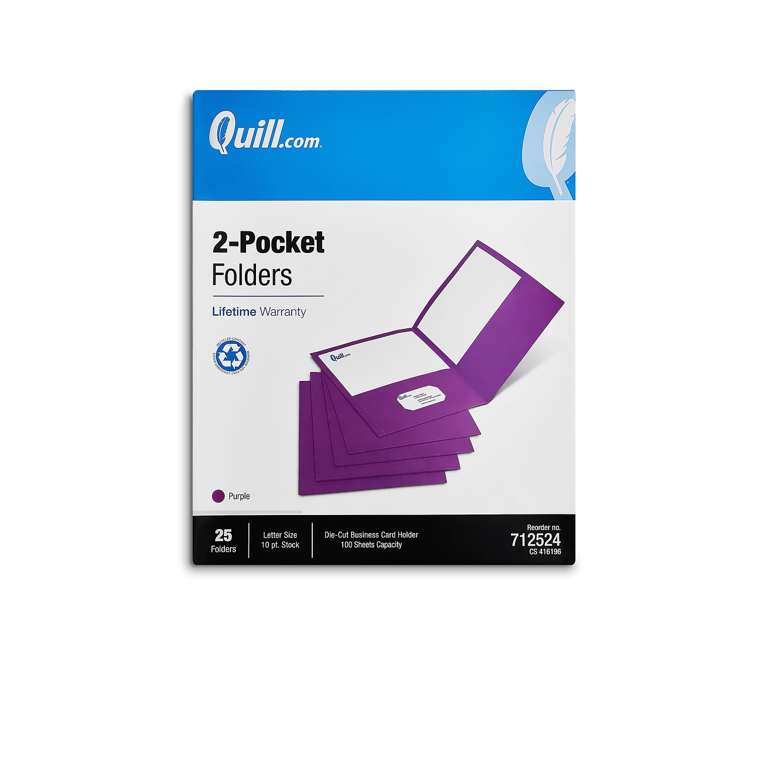 Quill Brand® 2-Pocket Folders, Purple, 25/Box (712524)