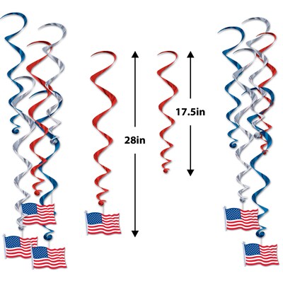 Beistle Fourth of July American Flag Whirls, Red/White/Blue, 24/Pack (53602)