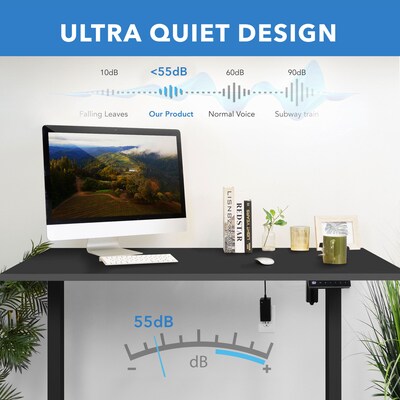 Mount-It! 55"W Electric Rectangular Adjustable Standing Desk, Black (MI-18087)