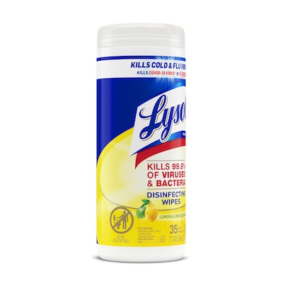 Lysol Disinfecting Wipes, Lemon & Lime Blossom Scent, 35 Wipes/Container, 12/Carton (19200-81145)
