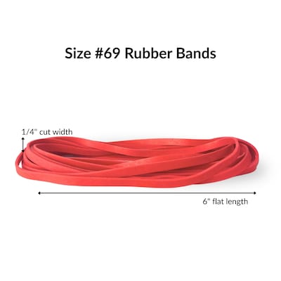 Alliance Red Packer Oversized #69 Rubber Bands, 6" x 1/4", Red, 140/Pack (96695)
