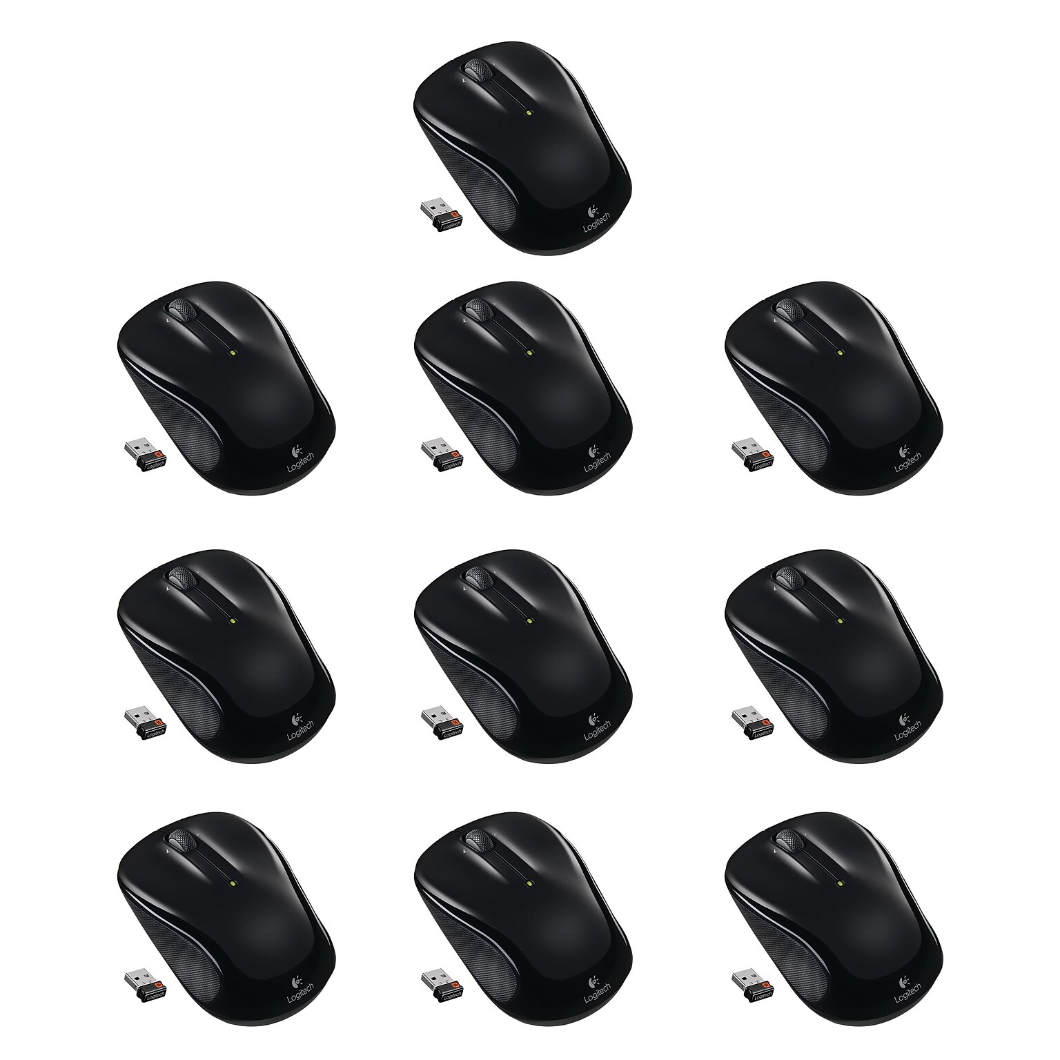 10 Pack- Staples TECH Wireless Ambidextrous Optical USB Mouse, Black (ST62601)